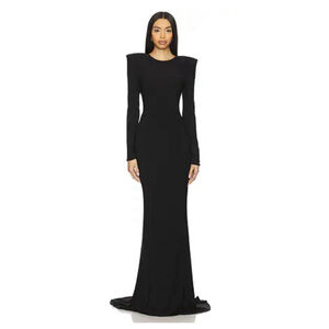 Zhivago Black Forte Floor Length Jersey Gown Dress Size 6 Black Gala Formal $600